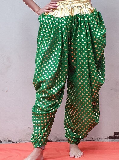Green Pants with Golden Dots